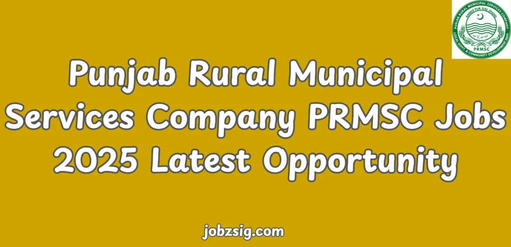 Punjab Rural Municipal Services Company PRMSC Jobs 2025 Latest Opportunity